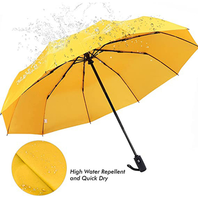 Logotipo personalizado Três secções de guarda-chuva dobrável chuva e sol Design de eixo de aço duplo