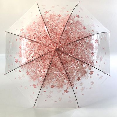 Plastico J Manuseio personalizado Profissional POE Claros Compacto Sakura guarda-chuva para viagens