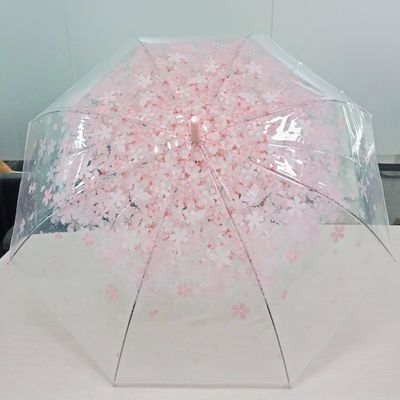 Plastico J Manuseio personalizado Profissional POE Claros Compacto Sakura guarda-chuva para viagens