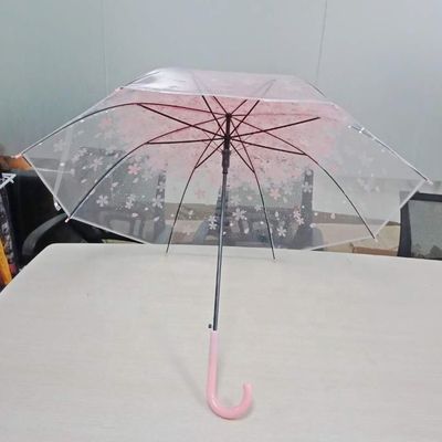 Plastico J Manuseio personalizado Profissional POE Claros Compacto Sakura guarda-chuva para viagens