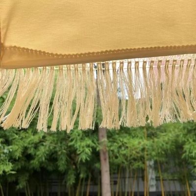 16K Vintage Boho Pão de Madeira Canvas Fringe Amarelo Sol Outdoor Sombrinhos de Praia Com Tassels