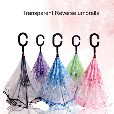 23 polegadas 8K Promoção Eco-friendly Direito POE Sakura Transparente Reverso guarda-chuva de plástico
