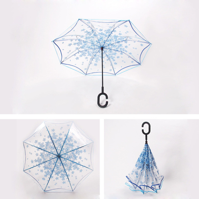 23 polegadas 8K Promoção Eco-friendly Direito POE Sakura Transparente Reverso guarda-chuva de plástico