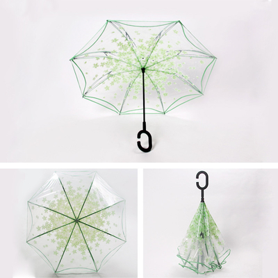 23 polegadas 8K Promoção Eco-friendly Direito POE Sakura Transparente Reverso guarda-chuva de plástico