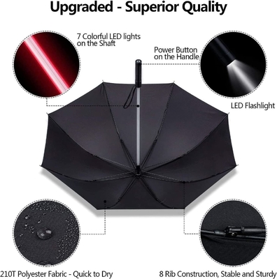 Luzes escandinavas Katana guarda-chuva LED luzes Samurai Espada Design 190T tecido de nylon