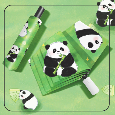 Sombrinha totalmente automática Panda Design para crianças e adultos 3 Plies Auto Open Waterproof