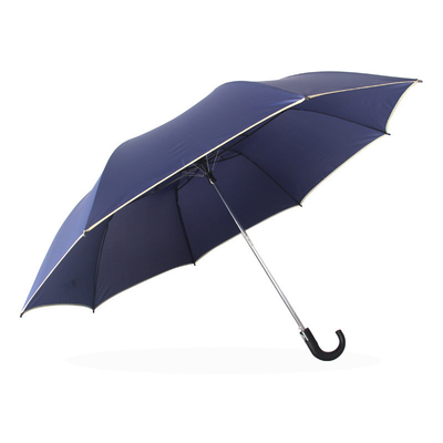 Um guarda-chuva de 27 polegadas semiautomático aberto J forma de plástico manuseio 2 dobrável à prova de vento e durável