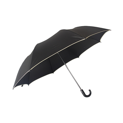 Um guarda-chuva de 27 polegadas semiautomático aberto J forma de plástico manuseio 2 dobrável à prova de vento e durável