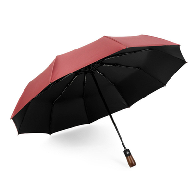 Logotipo personalizado Impresso 23 &quot;* 10k guarda-chuvas Mão de madeira Abrir e fechar automaticamente 3 vezes