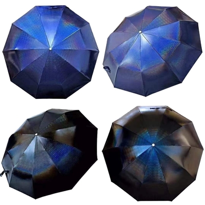 Logotipo personalizado Impresso guarda-chuvas à prova de vento Alloy Handle Magic Three Fold Umbrella
