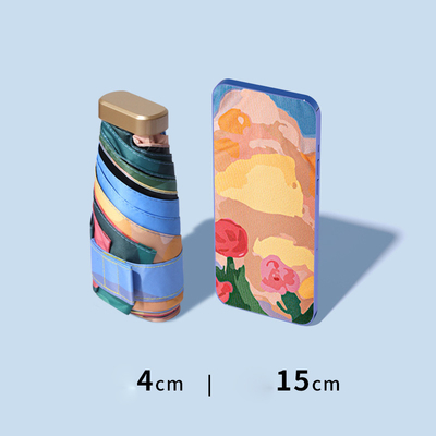 6 Mini Mini Foldable Um guarda-chuva popular com alça de ouro de champanhe e tudo em uma função