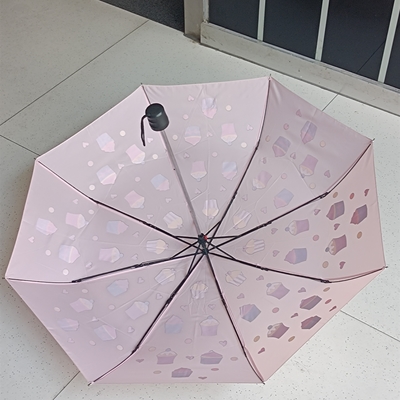 Logotipo personalizado Impresso Um guarda-chuva de tecido revestido de preto com eixo de aço