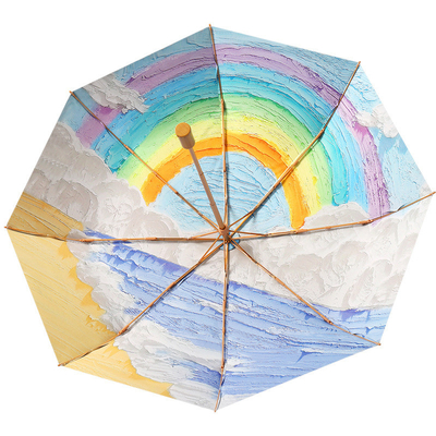 Guarda-chuva publicitária dobrável magia DIY pintura a óleo arte para proteção solar feminina