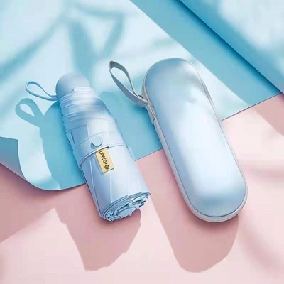Mini cápsula de bolso personalizada cinco guarda-chuva de proteção UV dobrável para ocasião de viagem