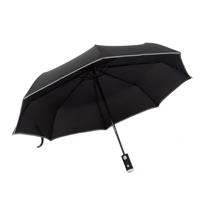 Adultos 3 LED Folded lanterna manobra guarda-chuva com faixa refletora e tampa à prova de vento