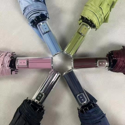 Venda Quente Três Posicionamento Automático De Design Mecânico Mão Guarda-chuva UV Bloco Guarda-chuva