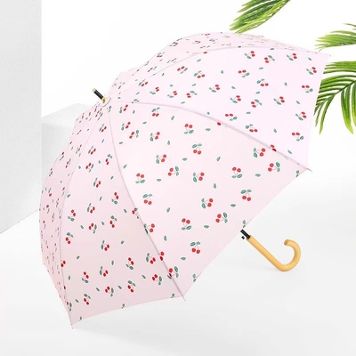 Fresco Design Folha Cereja Madeira Manopla Direita guarda-chuva Automática Aberta Impermeável guarda-chuva Moda