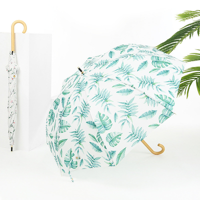 Fresco Design Folha Cereja Madeira Manopla Direita guarda-chuva Automática Aberta Impermeável guarda-chuva Moda